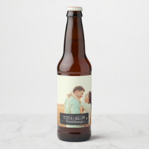 Étiquette Pour Bouteilles De Bière Style rustique de photo et de message personnalisé