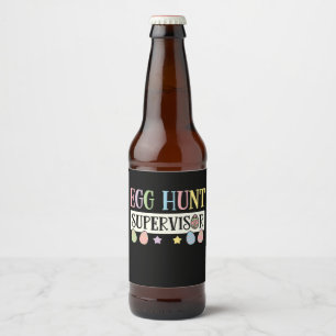 Étiquette Pour Bouteilles De Bière Superviseur de la chasse aux oeufs de Pâques Famil