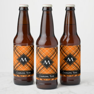 Étiquette Pour Bouteilles De Bière Tartan orange d'Halloween