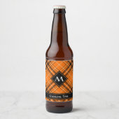 Étiquette Pour Bouteilles De Bière Tartan orange d'Halloween (Devant)