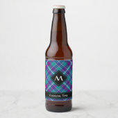 Étiquette Pour Bouteilles De Bière Tartan vert de mer, violet et bleu (Devant)
