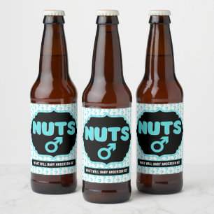 Étiquette Pour Bouteilles De Bière Team Nuts Funny Baby shower de révélation de genre