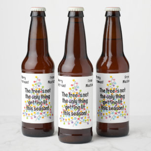 Étiquette Pour Bouteilles De Bière Texte personnalisé Funny Arbre de Noël