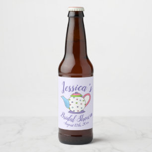 Étiquette Pour Bouteilles De Bière Thé à l'eau avec pois Bridal Baby Shower