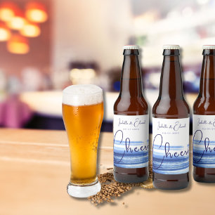 Étiquette Pour Bouteilles De Bière Touches de pinceau aquarelle bleu marine moderne s