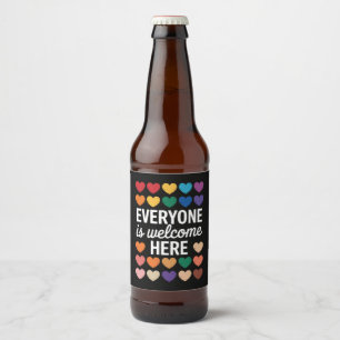 Étiquette Pour Bouteilles De Bière Tout le monde est le bienvenu ici LGBTQ