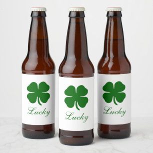 Étiquette Pour Bouteilles De Bière Trèfle Vert Chanceux Personnalisé