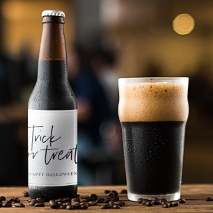Étiquette Pour Bouteilles De Bière Trick and treat Happy Halloween