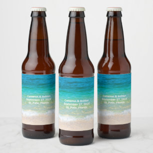 Étiquette Pour Bouteilles De Bière Tropical Blue Green Water Mariage Event Beer