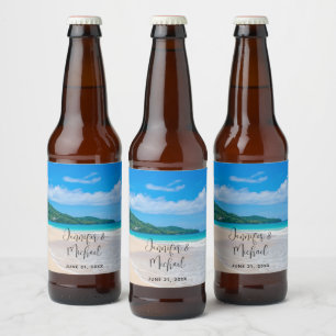 Étiquette Pour Bouteilles De Bière Tropical Destination Pittoresque Beach Mariage pho