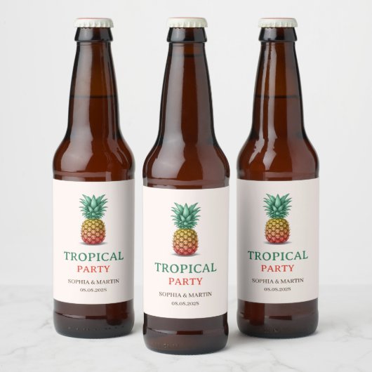 Étiquette Pour Bouteilles De Bière Tropical party retro pineapple (Bouteilles)