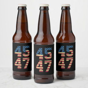 Étiquette Pour Bouteilles De Bière Trump 2024 45 47 Vintage American Flag Retro 4547