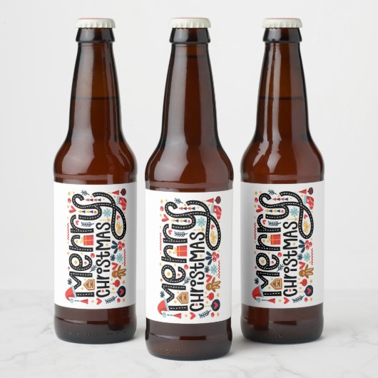 Étiquette Pour Bouteilles De Bière Typographe de Merry Christmas (Bouteilles)