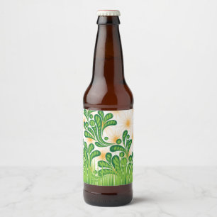 Étiquette Pour Bouteilles De Bière Un motif artistique vert et or représentant un arb