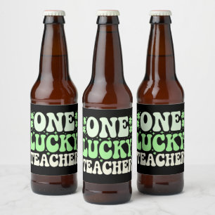 Étiquette Pour Bouteilles De Bière Un professeur chanceux Professeur rétro groovy St 