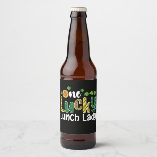 Étiquette Pour Bouteilles De Bière Une Lucky Lunch Lady School St Patrick's Day (Devant)