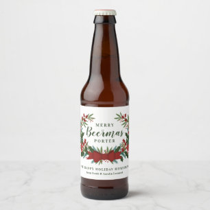 Étiquette Pour Bouteilles De Bière Vacances de Noël Verdure Wreath