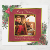 Étiquette Pour Bouteilles De Bière Vacances Holly & Pine Joyeux Noël Photo (Étiquettes simples)