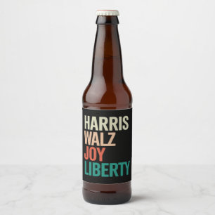 Étiquette Pour Bouteilles De Bière Valse Rétro Harris Waltz 2024 Harris Walz Joie Lib