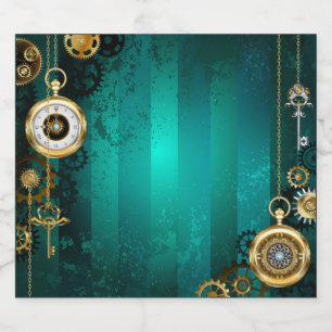 Étiquette Pour Bouteilles De Bière Veille bijoux Steampunk sur un Arrière - plan vert