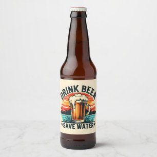 Étiquette Pour Bouteilles De Bière Verre à bière de coucher de soleil rétro vintage a
