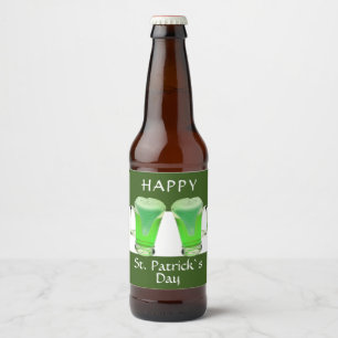 Étiquette Pour Bouteilles De Bière Verre de bière verte Joyeuse Saint Patrick`s day