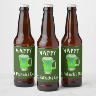 Étiquette Pour Bouteilles De Bière Verre de bière verte Joyeux St. Patrick`s day Part