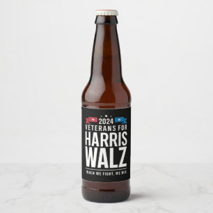 Étiquette Pour Bouteilles De Bière Vétérans pour Harris Walz 2024 Présidentielle