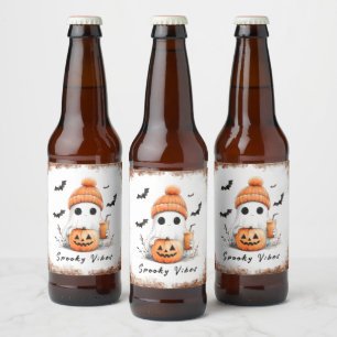 Étiquette Pour Bouteilles De Bière Vibes Éffrayantes d'épices citrouilles personnalis