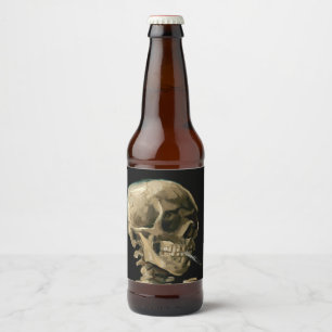 Étiquette Pour Bouteilles De Bière Vincent van Gogh - Crâne avec cigarette allumée