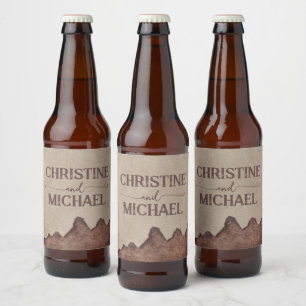 Étiquette Pour Bouteilles De Bière Vintage papier rustique brun montagnes mariage