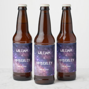 Étiquette Pour Bouteilles De Bière Voie Lactée Stars Sky Galaxy Mariage élégant