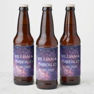 Étiquette Pour Bouteilles De Bière Voie Lactée Stars Sky Galaxy Mariage élégant