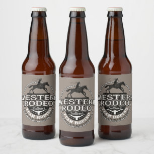 Étiquette Pour Bouteilles De Bière Western Rodeo AJOUTER NOM Old West Steer Roping Ro