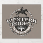 Étiquette Pour Bouteilles De Bière Western Rodeo AJOUTER NOM Old West Steer Roping Ro (Étiquettes simples)