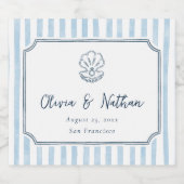 Étiquette Pour Bouteilles De Bière Whimsical Minimal Retro Blue Stripes Wedding (Étiquettes simples)