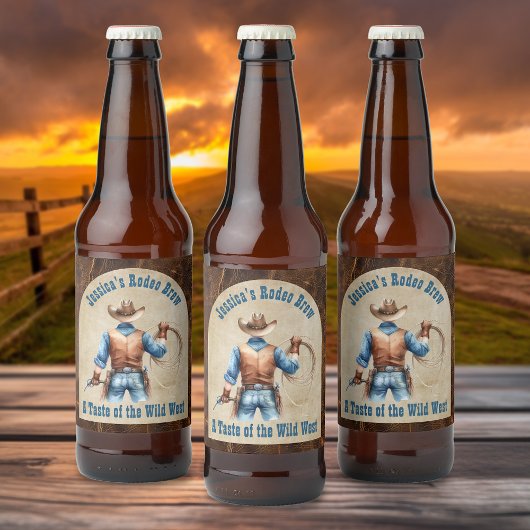 Étiquette Pour Bouteilles De Bière Wild West Cowboy