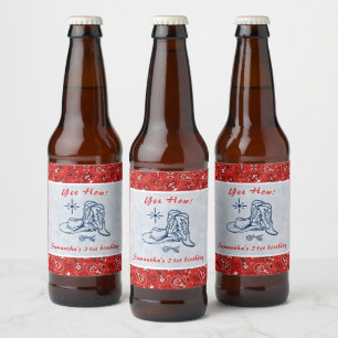 Étiquette Pour Bouteilles De Bière Yee How Western Paisley Denim Blue Jeans Anniversa