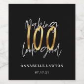 Étiquette Pour Bouteilles De Vin 100 ans d'or (Étiquettes simples)