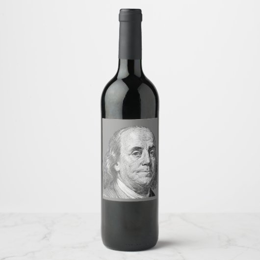 Étiquette Pour Bouteilles De Vin 100 dollars, Benjamin Franklin (Devant)