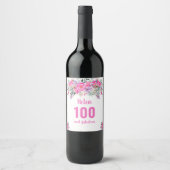 Étiquette Pour Bouteilles De Vin 100e anniversaire rose floral (Devant)
