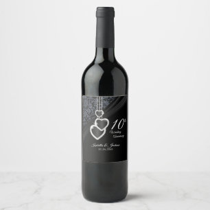 Étiquette Pour Bouteilles De Vin 10e anniversaire du Mariage de l'Onyx noir