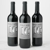 Étiquette Pour Bouteilles De Vin 10e anniversaire Mariage d'argent métallique (Bouteilles)