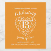 Étiquette Pour Bouteilles De Vin 13e anniversaire mariage citrine orange gem (Étiquettes simples)