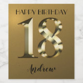 Étiquette Pour Bouteilles De Vin 18e anniversaire d'or métallique (Étiquettes simples)