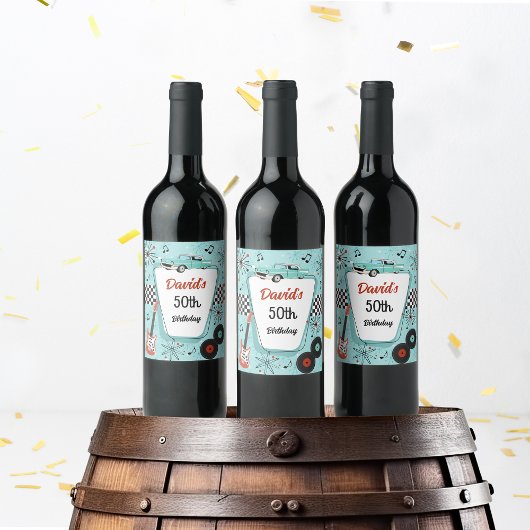 Étiquette Pour Bouteilles De Vin 1950's Retro Party