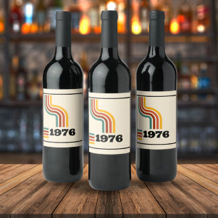 Étiquette Pour Bouteilles De Vin 1976 Anniversaire du Poster vintage rétro ou réuni