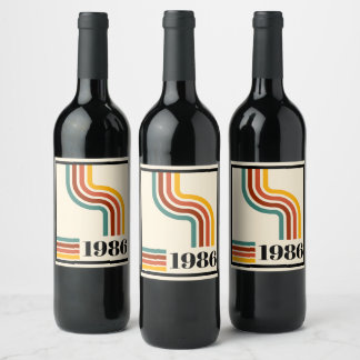 Étiquette Pour Bouteilles De Vin 1986 40e anniversaire rayure Rétro Vintage