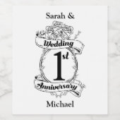 Étiquette Pour Bouteilles De Vin 1er anniversaire Mariage (Étiquettes simples)