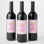 Étiquette Pour Bouteilles De Vin 1er anniversaire Princesse Crown (Bouteilles)